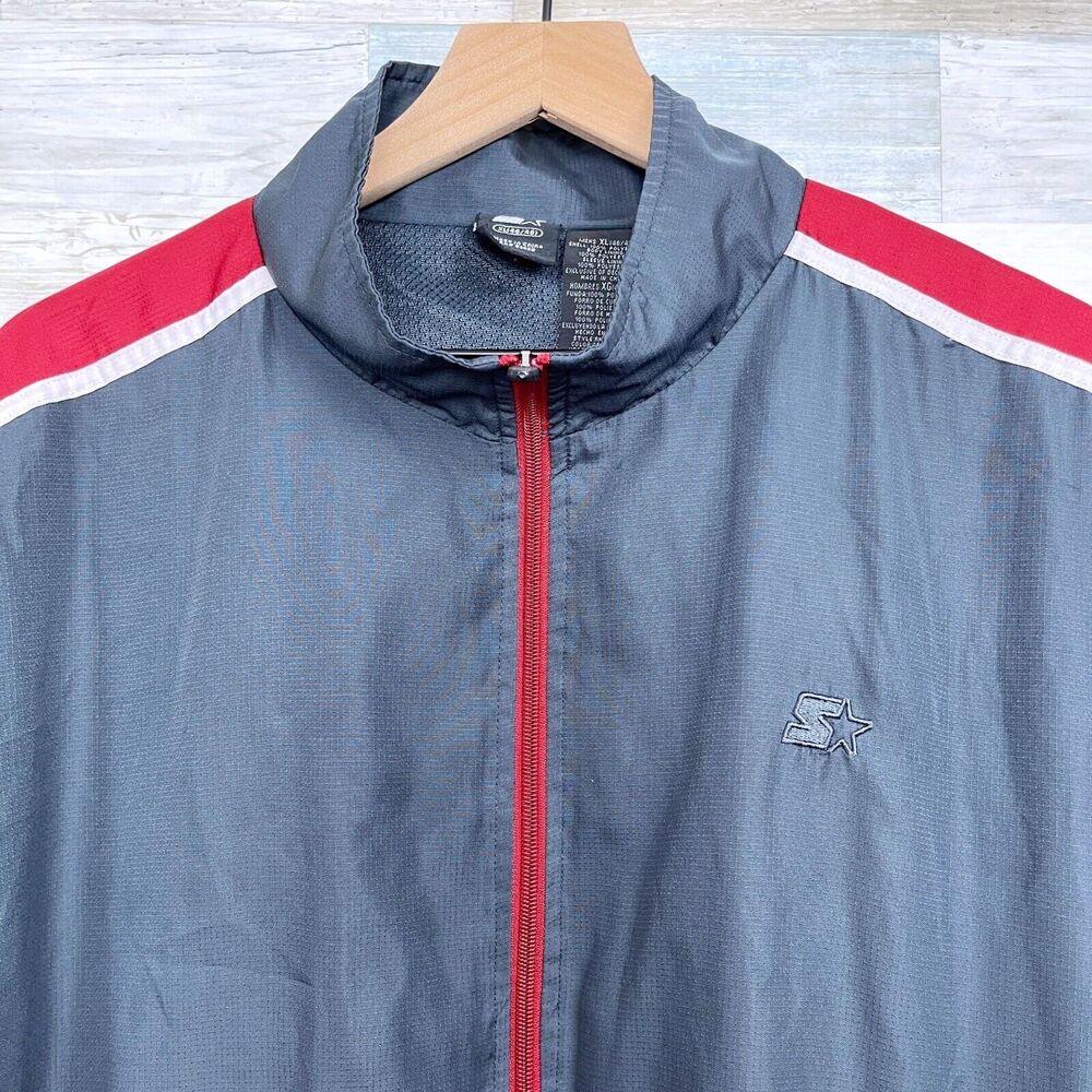 Starter Basic Track Jacket Black Red Full Zip Moc… - image 2